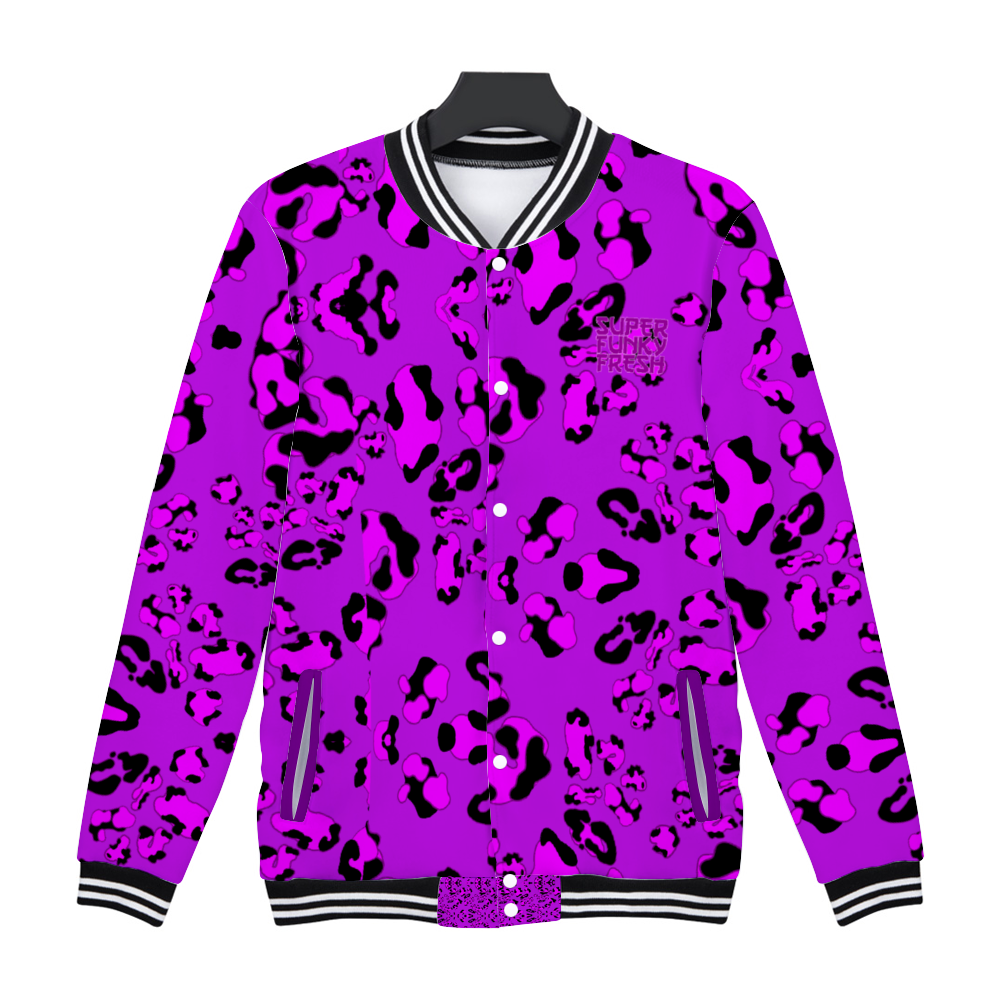 Purple Cheetah Thin Coat Japanese Terry Button Jacket