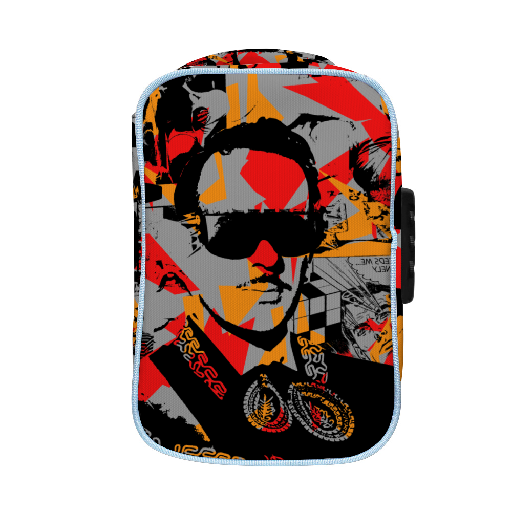 Dela Parra Graffiti Combination Lock Active Charcoal Cigar Bag Zipper Closure