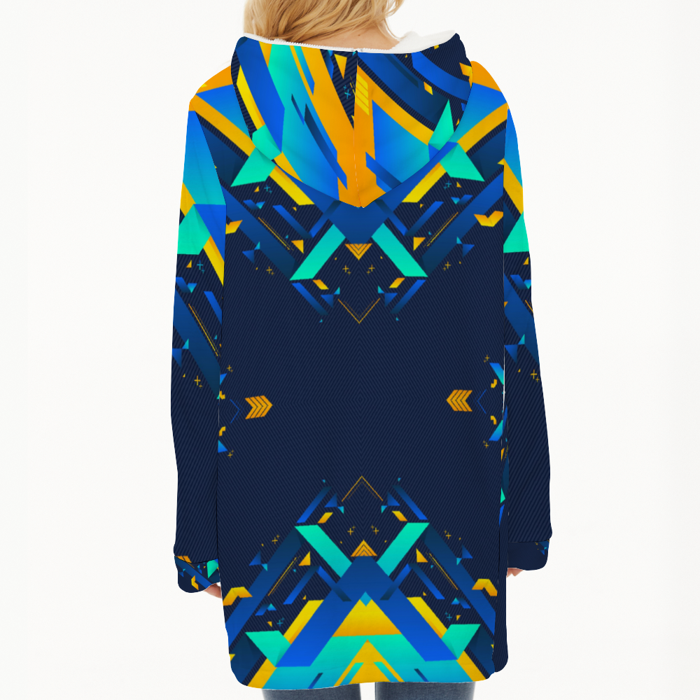 Fractual Fresh Blue Ladies Long Plush Hoody