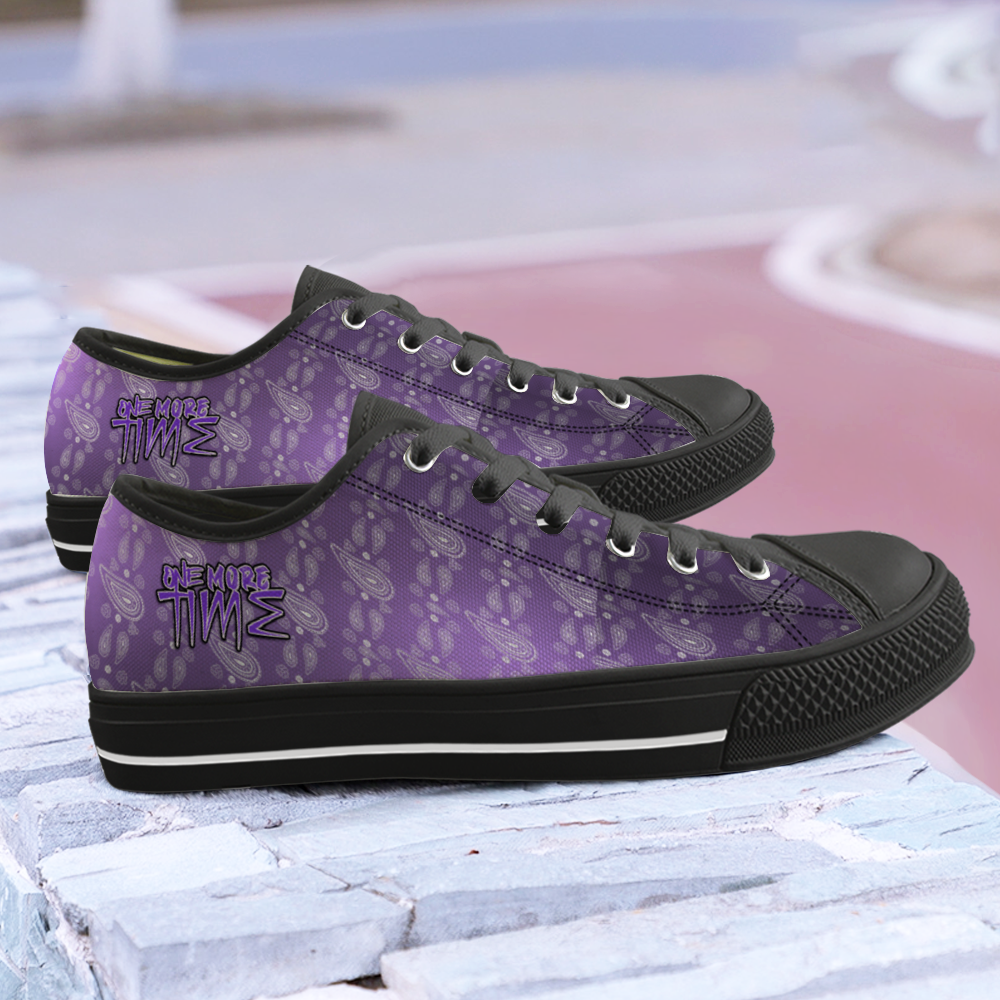 One More Time, Black Low Top Canvas Shoes