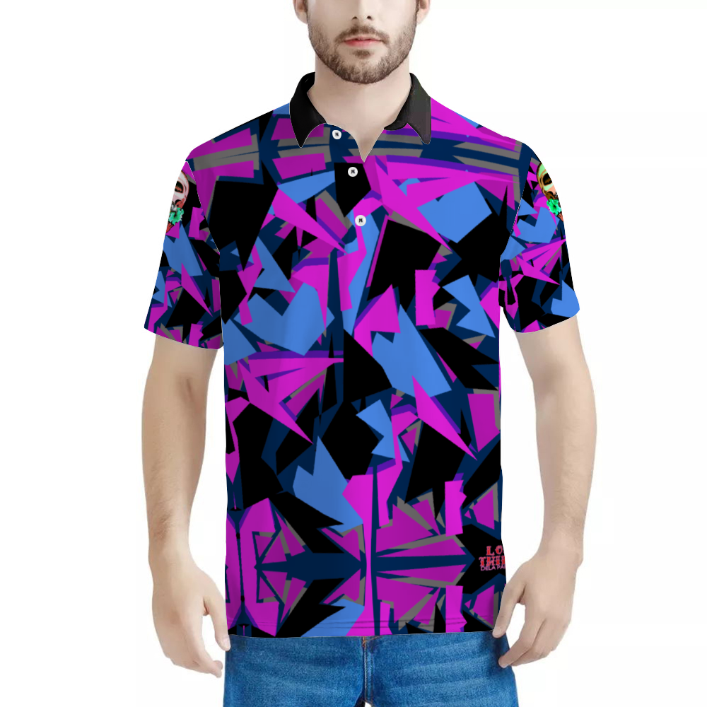 Skull and Camo Shirts Print POLO Neck Shirts Black & White Neck Option