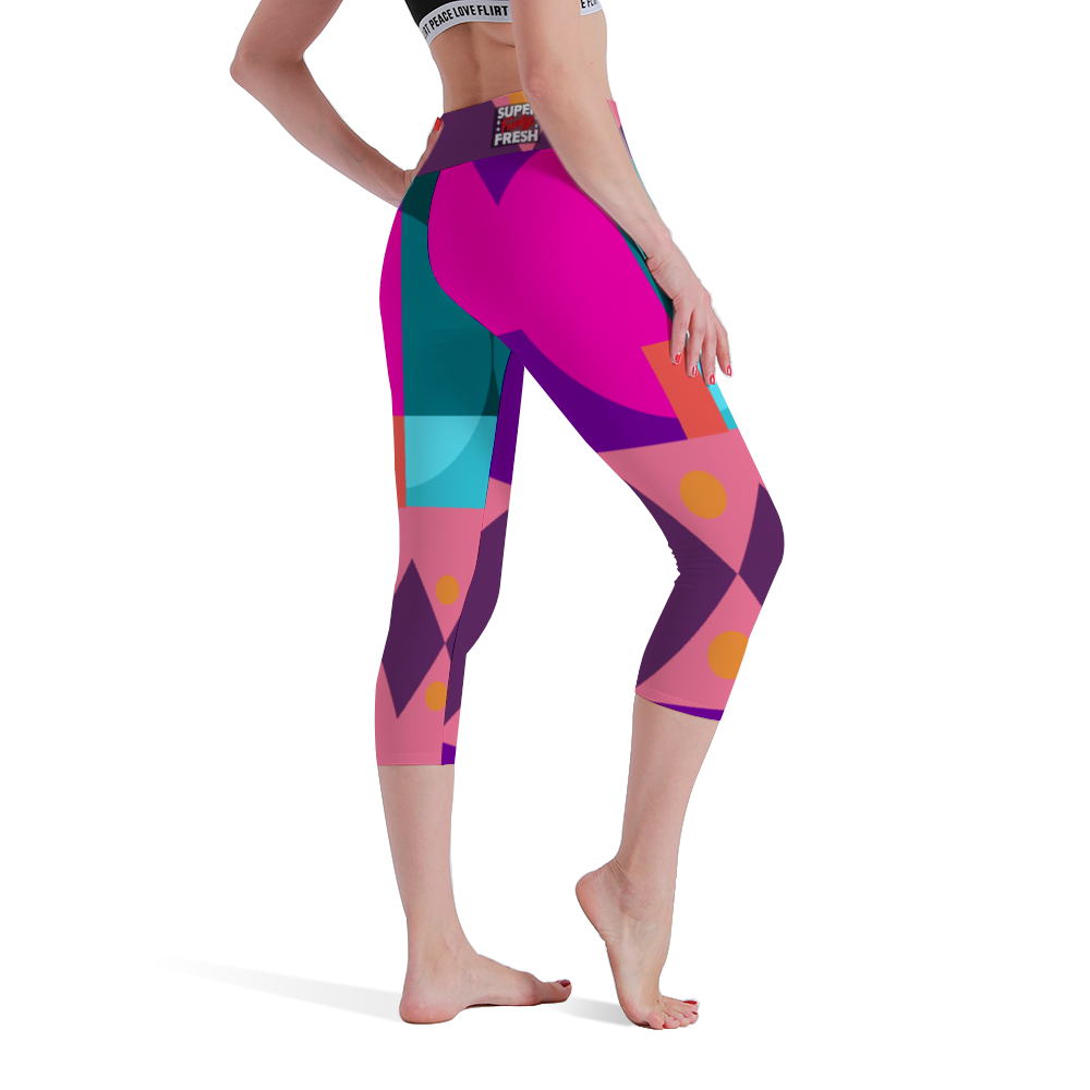 Super Funky Fresh Women's High Waisted Capri Yoga leggings