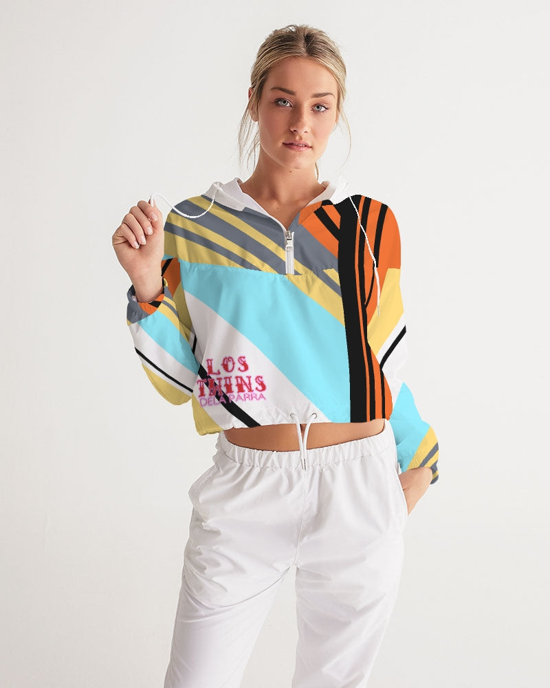 Mayan Serpent Stripes Women's Cropped Windbreaker