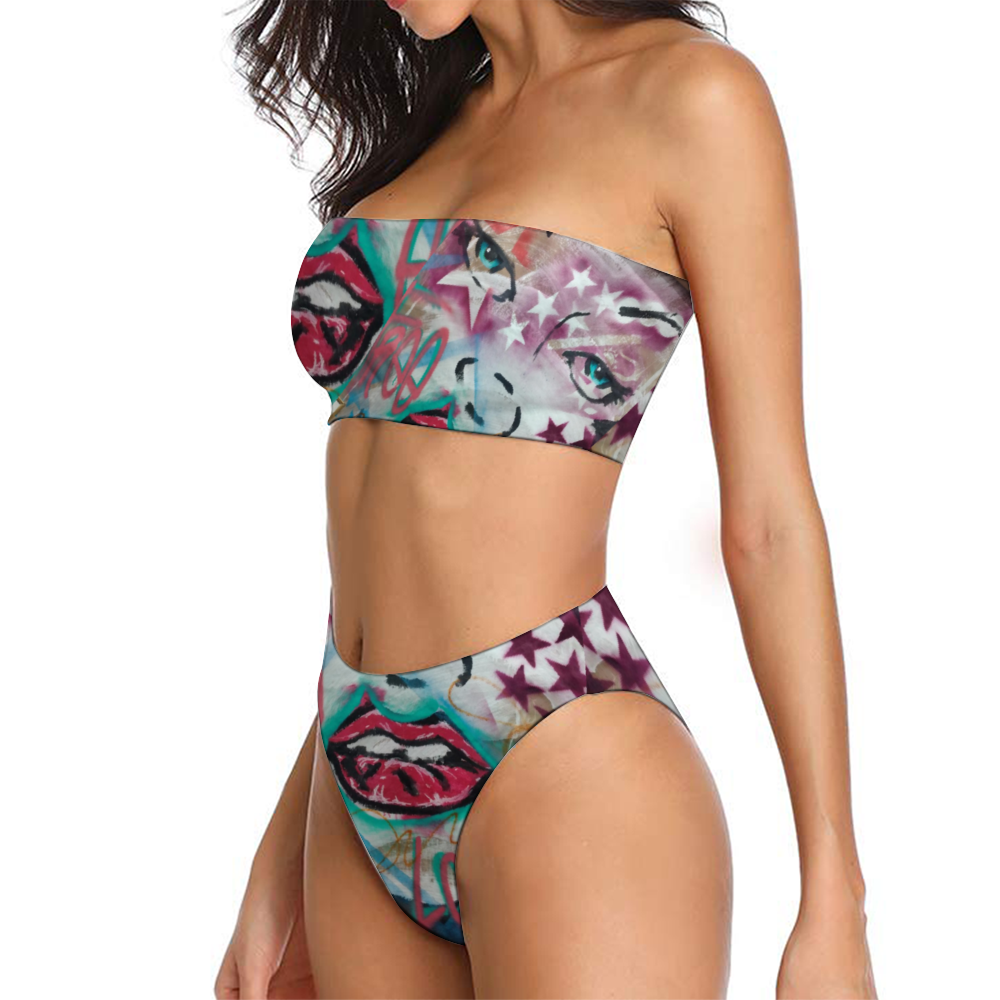 Free Love Women's Bandeau Bikini 2-piece Swimsuit