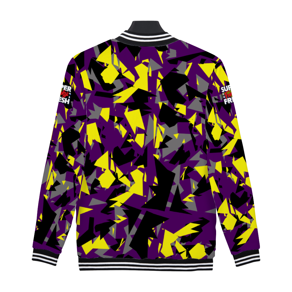 Super Funky Fresh Camo Purple/Yellow/Grey Terry Button Jacket