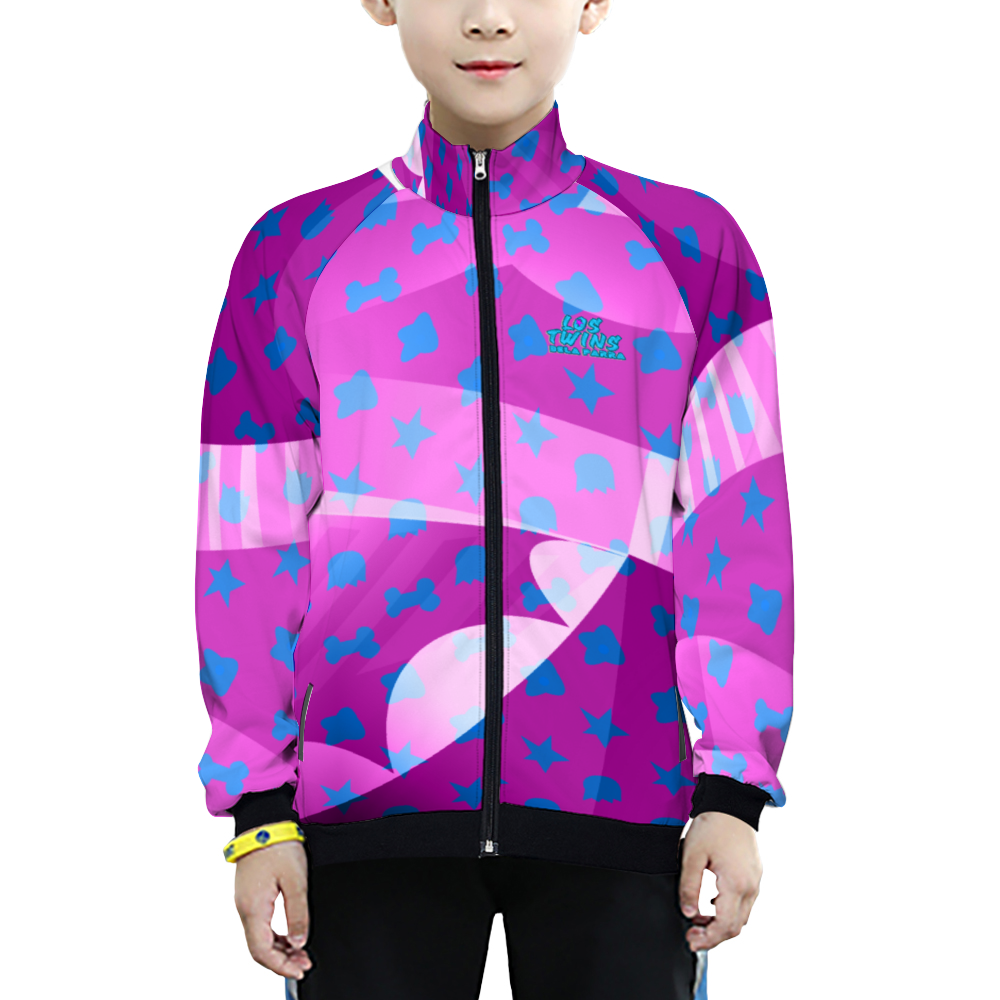 DeLa Parra Kids' All Over Print Slim Fit Thin Japanese Terry Baseball Jacket