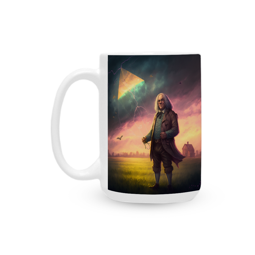 Benjamin Franklin 15 Oz White Ceramic Coffee Mug