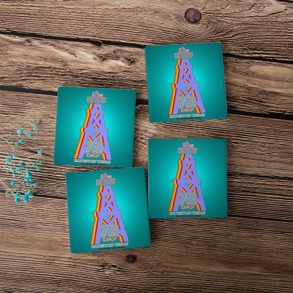 I Am Hou Oiler Blue 4 PCS Cork Backed Ceramic Coasters for Drinks, Heat Resistant Coasters, Coffee Mug Place Mats