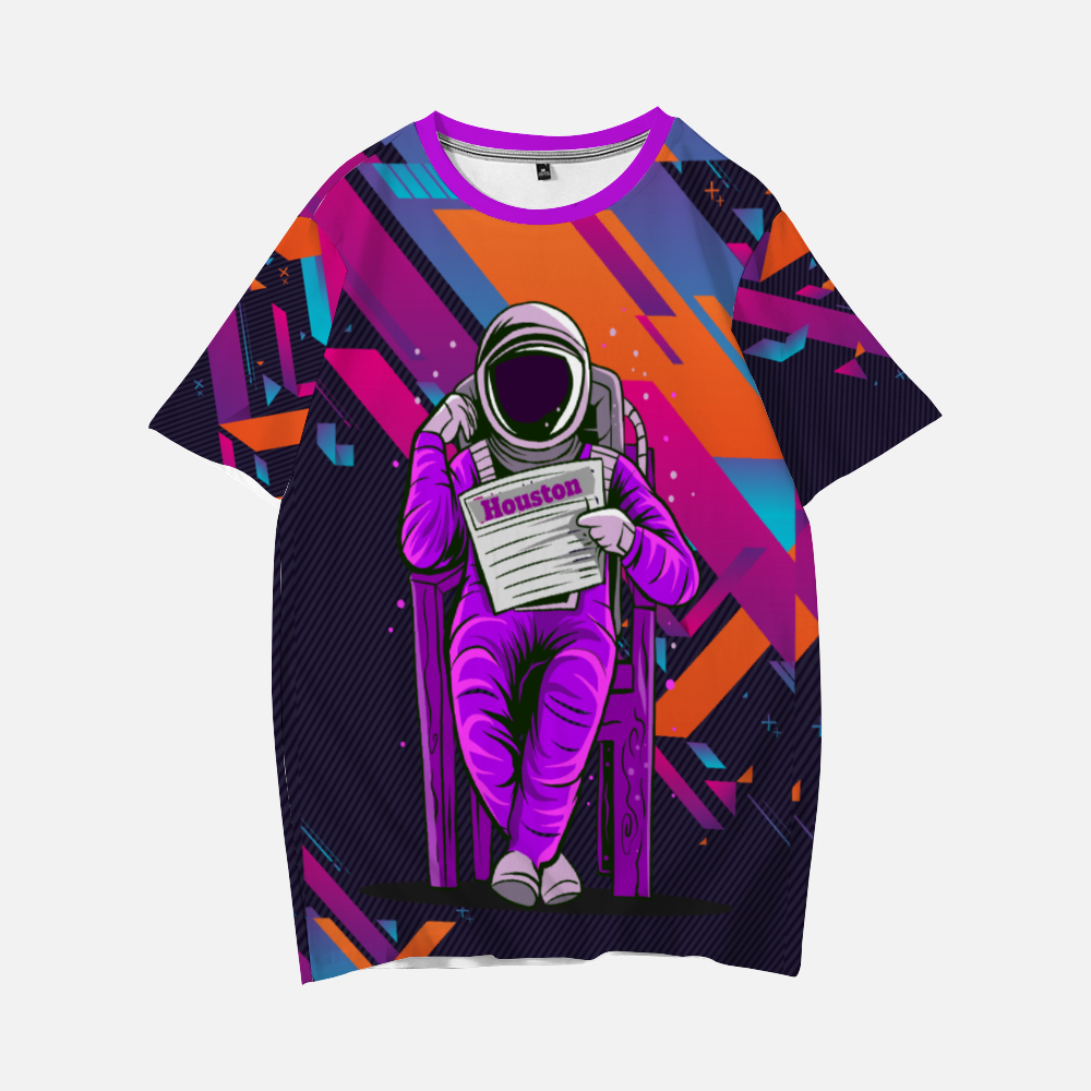 ASTRO READER Unisex Short-sleeve T-Shirts Loose Round-neck Summer Blouses