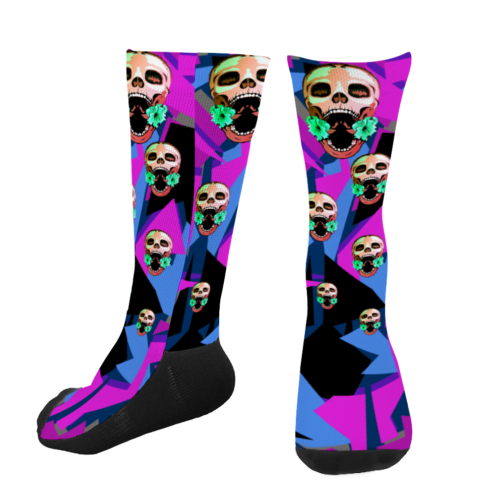Skull and Digital Camo Unisex Multi Size Mid-calf Cotton Socks
