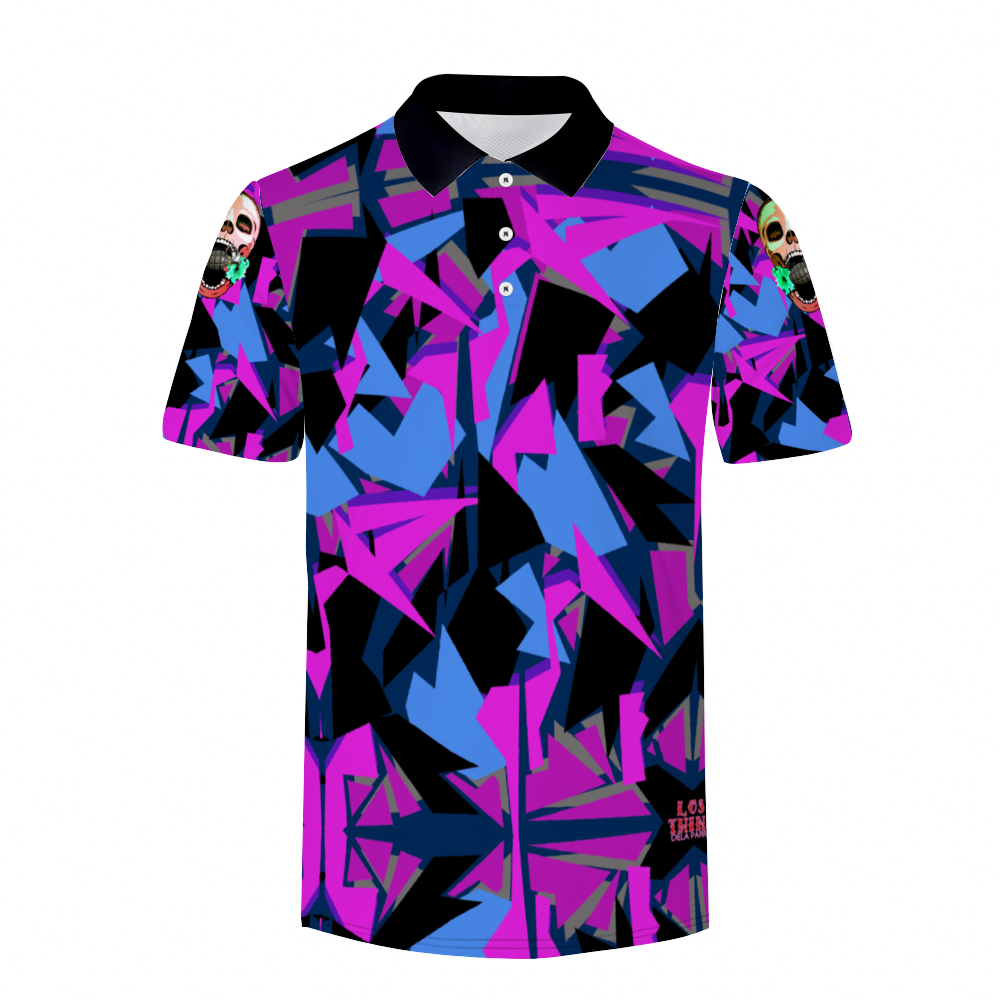 Skull and Camo Shirts Print POLO Neck Shirts Black & White Neck Option