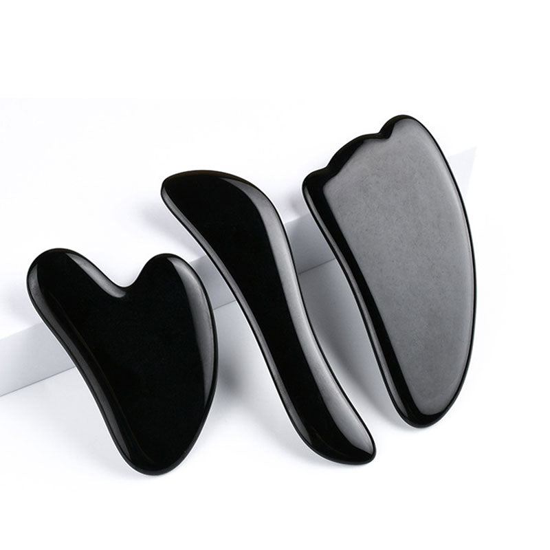 Natural Stone Guasha Massage Gouache Scraper For Face Jade Roller Massager Set Black Obsidian Gua Sha Board Facial SkinCare Tool