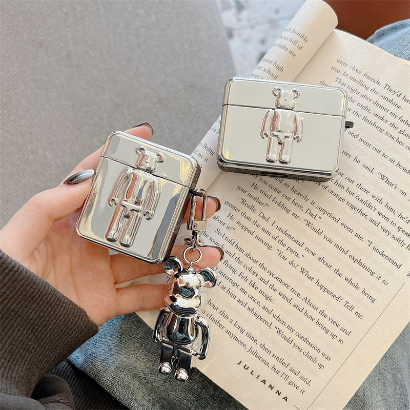 Fashion Bear Gold Silver Blue 2021 AirPods 3 Case Apple AirPods 2 Case Cover AirPods Pro Case IPhone Earphone Accessories