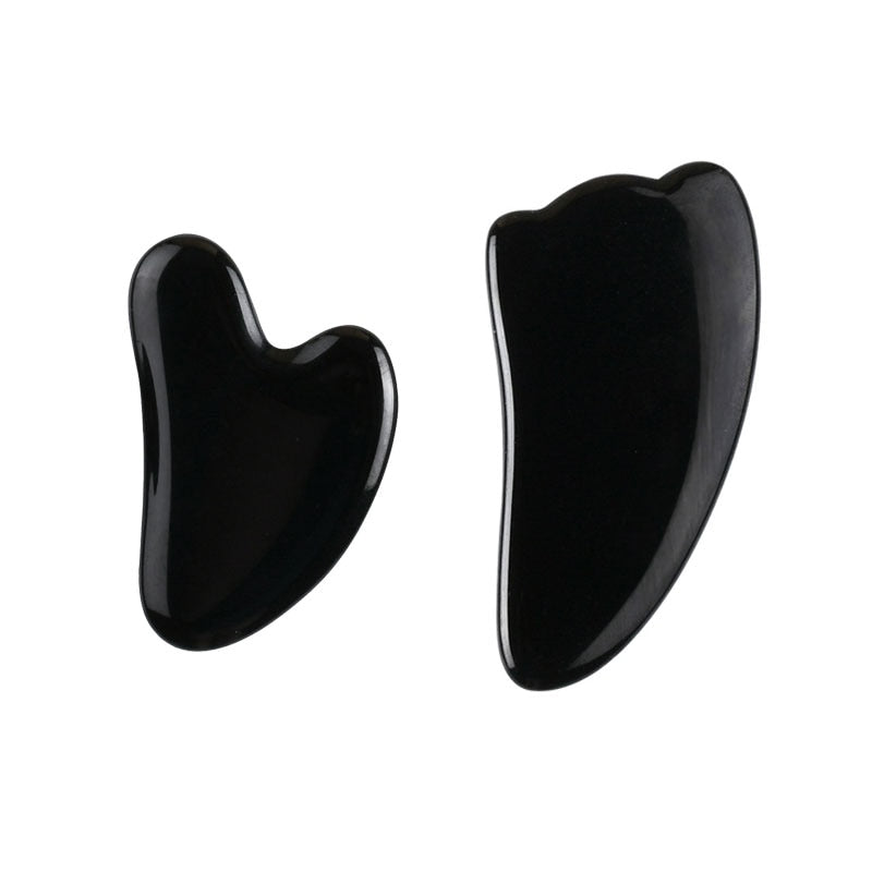 Natural Stone Guasha Massage Gouache Scraper For Face Jade Roller Massager Set Black Obsidian Gua Sha Board Facial SkinCare Tool