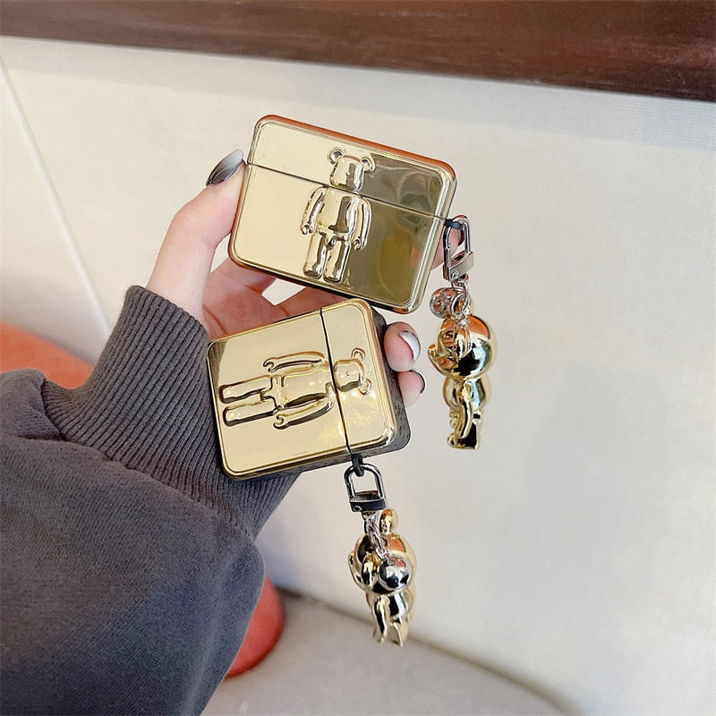 Fashion Bear Gold Silver Blue 2021 AirPods 3 Case Apple AirPods 2 Case Cover AirPods Pro Case IPhone Earphone Accessories