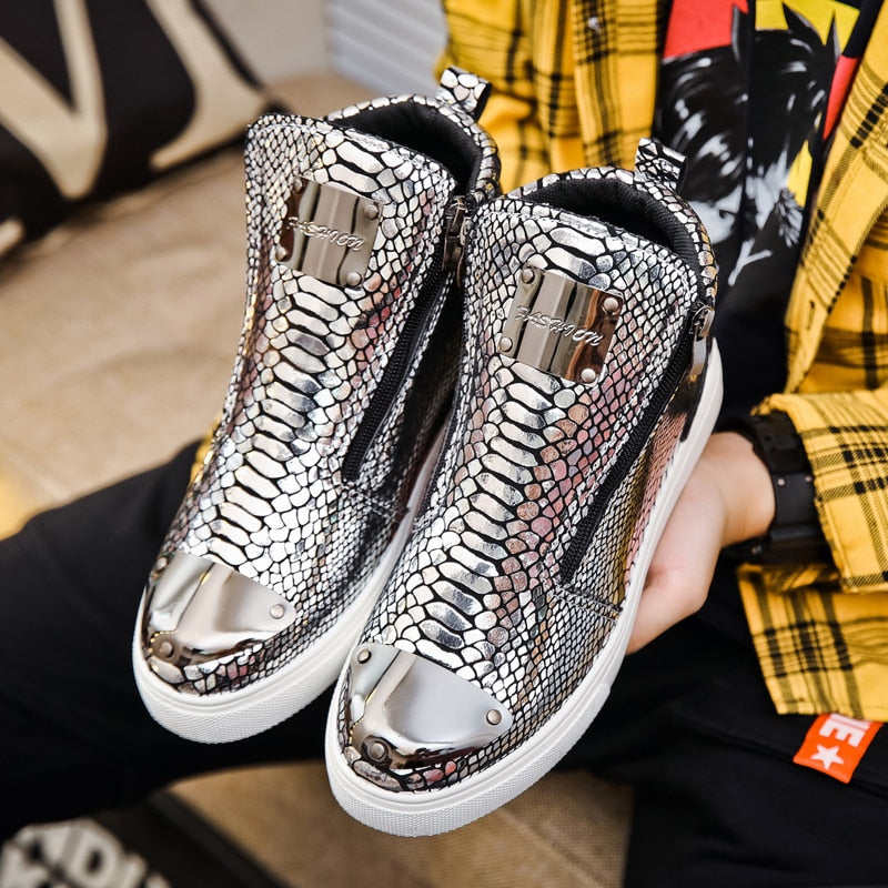 Men Zipper Flat Casual Sneakers Shoes Men Designer
