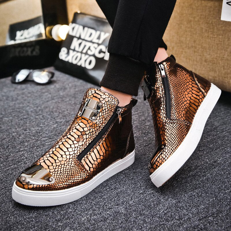 Men Zipper Flat Casual Sneakers Shoes Men Designer
