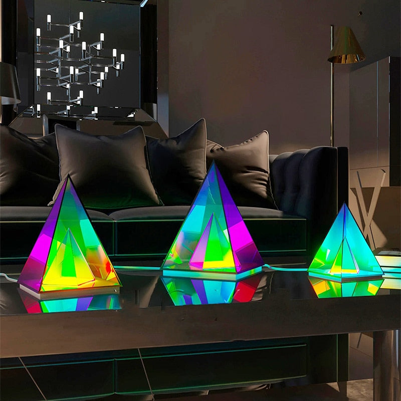Super Funky Fresh Table Lamp RGB Acrylic Triangle
