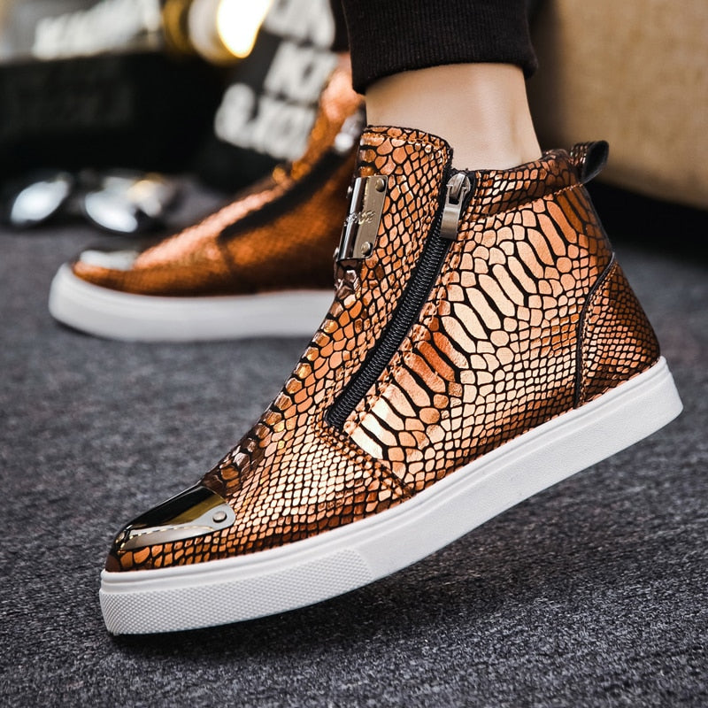 Men Zipper Flat Casual Sneakers Shoes Men Designer