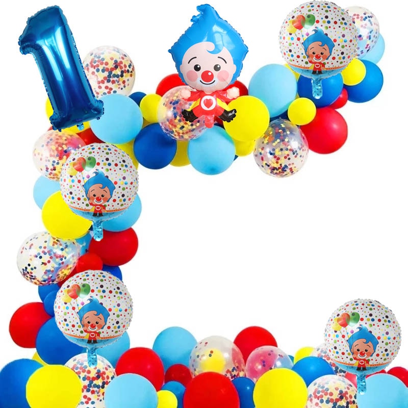 98pcs/set Plim Clown Arch Garland Kit Foil Number Balloons Latex Air Globos Baby Shower Birthday Party Decorations Kids Toys