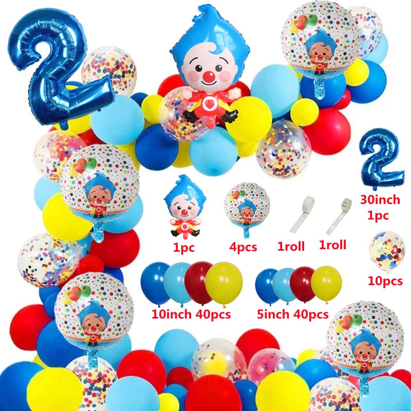 98pcs/set Plim Clown Arch Garland Kit Foil Number Balloons Latex Air Globos Baby Shower Birthday Party Decorations Kids Toys
