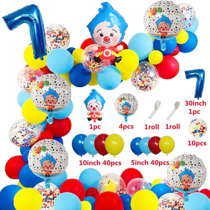 98pcs/set Plim Clown Arch Garland Kit Foil Number Balloons Latex Air Globos Baby Shower Birthday Party Decorations Kids Toys
