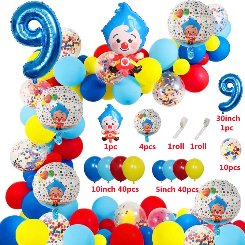 98pcs/set Plim Clown Arch Garland Kit Foil Number Balloons Latex Air Globos Baby Shower Birthday Party Decorations Kids Toys