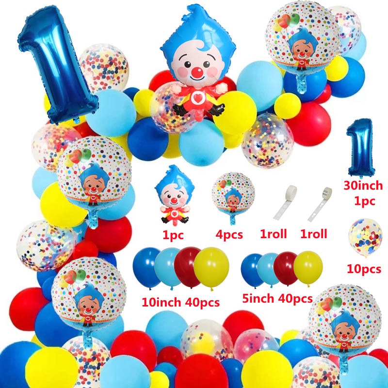 98pcs/set Plim Clown Arch Garland Kit Foil Number Balloons Latex Air Globos Baby Shower Birthday Party Decorations Kids Toys