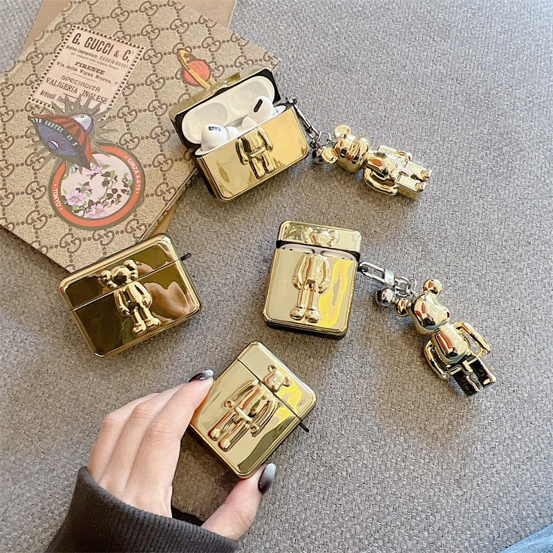 Fashion Bear Gold Silver Blue 2021 AirPods 3 Case Apple AirPods 2 Case Cover AirPods Pro Case IPhone Earphone Accessories