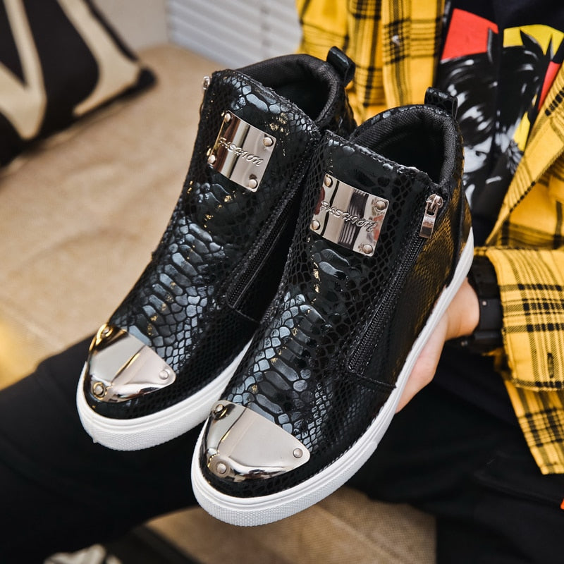 Men Zipper Flat Casual Sneakers Shoes Men Designer