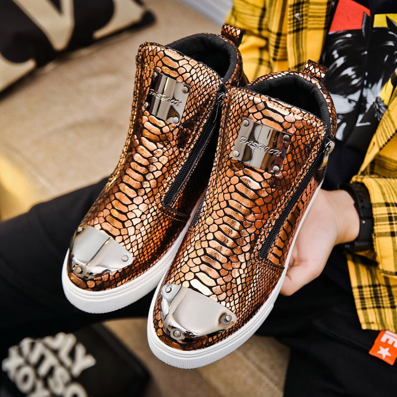 Men Zipper Flat Casual Sneakers Shoes Men Designer