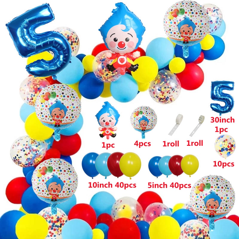 98pcs/set Plim Clown Arch Garland Kit Foil Number Balloons Latex Air Globos Baby Shower Birthday Party Decorations Kids Toys