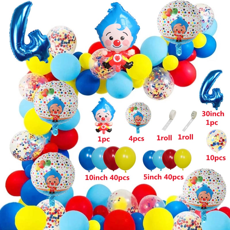 98pcs/set Plim Clown Arch Garland Kit Foil Number Balloons Latex Air Globos Baby Shower Birthday Party Decorations Kids Toys