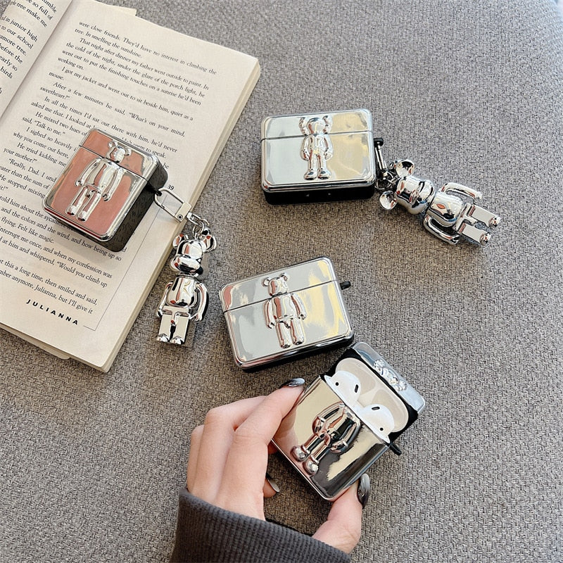 Fashion Bear Gold Silver Blue 2021 AirPods 3 Case Apple AirPods 2 Case Cover AirPods Pro Case IPhone Earphone Accessories