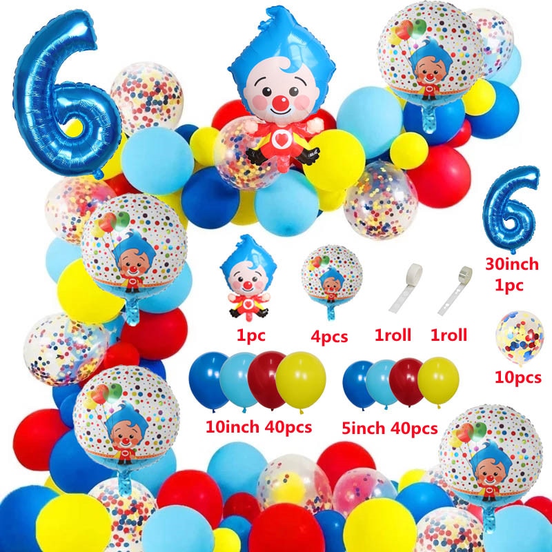 98pcs/set Plim Clown Arch Garland Kit Foil Number Balloons Latex Air Globos Baby Shower Birthday Party Decorations Kids Toys