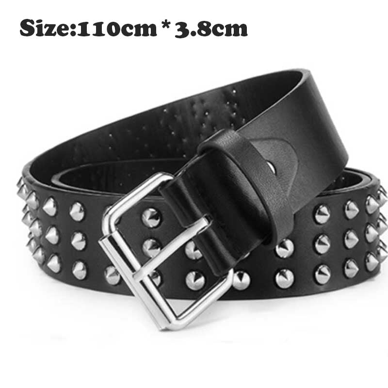 Punk Rivet Rock With Pin Buckle Square Beads Leather Belt