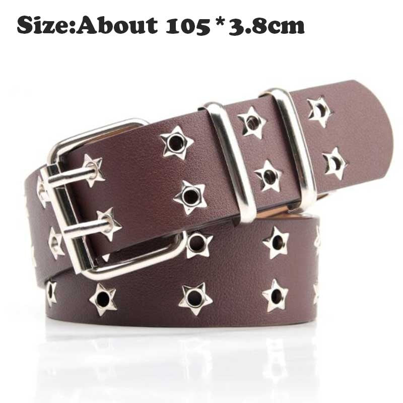 Punk Rivet Rock With Pin Buckle Square Beads Leather Belt