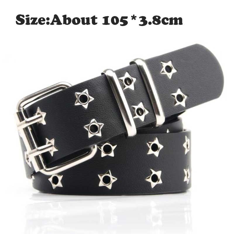 Punk Rivet Rock With Pin Buckle Square Beads Leather Belt
