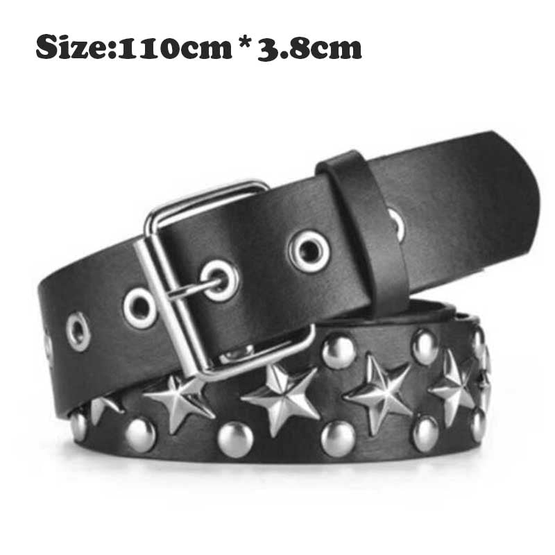Punk Rivet Rock With Pin Buckle Square Beads Leather Belt