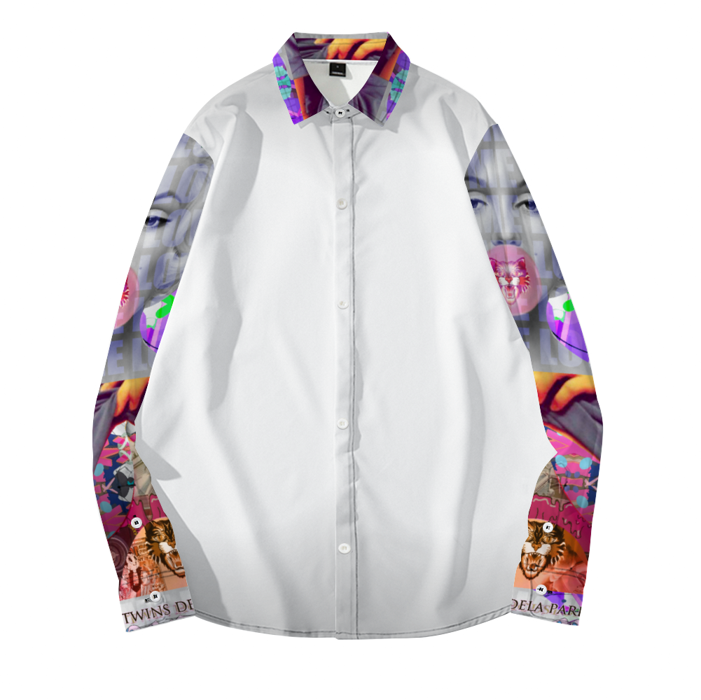 Off Gray DeLa Monroe Sleeve Print Long Sleeves Shirt Unisex Custom Shirts