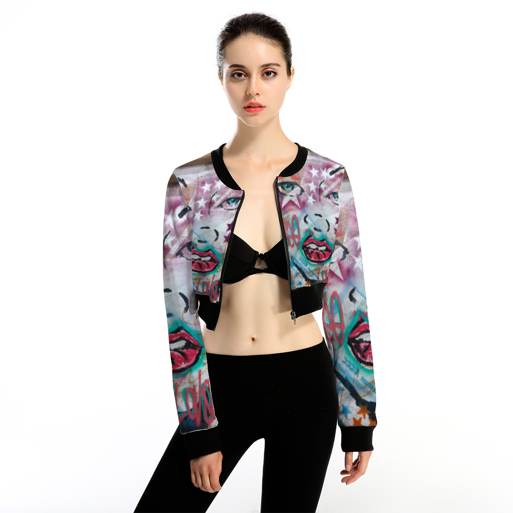 Super Funky Fresh Women's All Over Print Crop Zipper Jacket