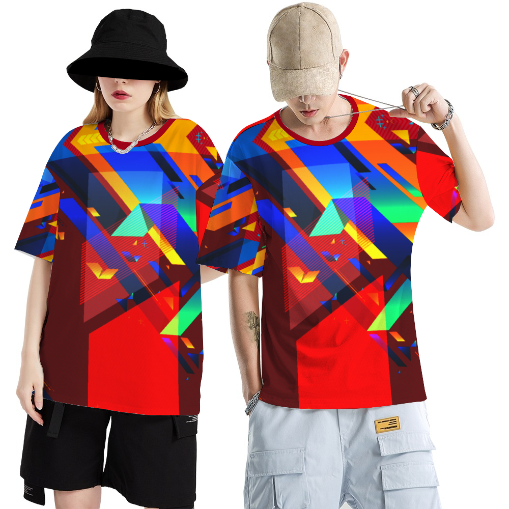 Fractual Fresh Red Short Sleeve T-Shirts Casual Shirts Fashionable Tees