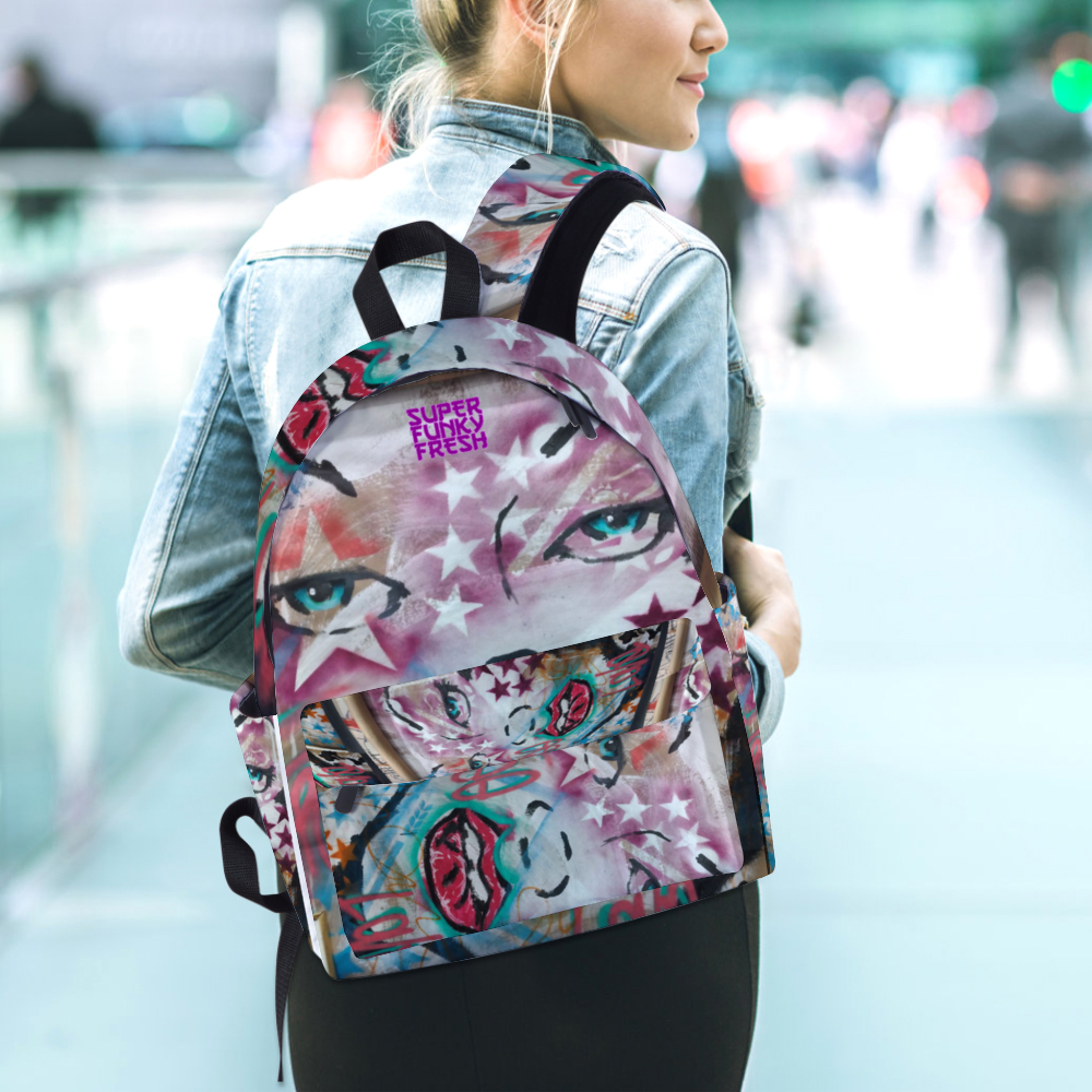 Love Letters Zippered Travel Backpack 14" x 18" x 4" Schoolbag