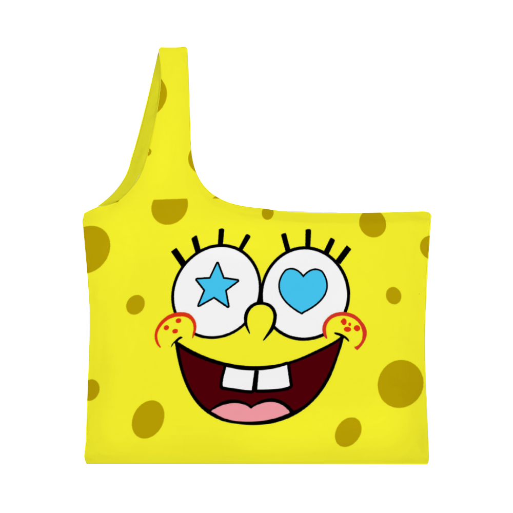 Sponge Hearts Women's One Shoulder Tank Top Half Shoulder Tank