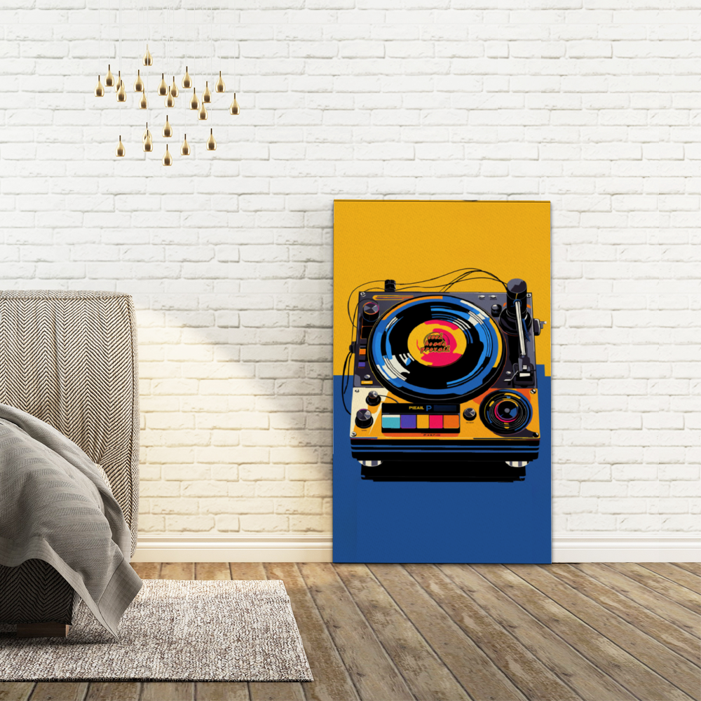 Cool Heads Prevail Record Player Wooden Inner Framed Canvas Paintings 14" x 24"
