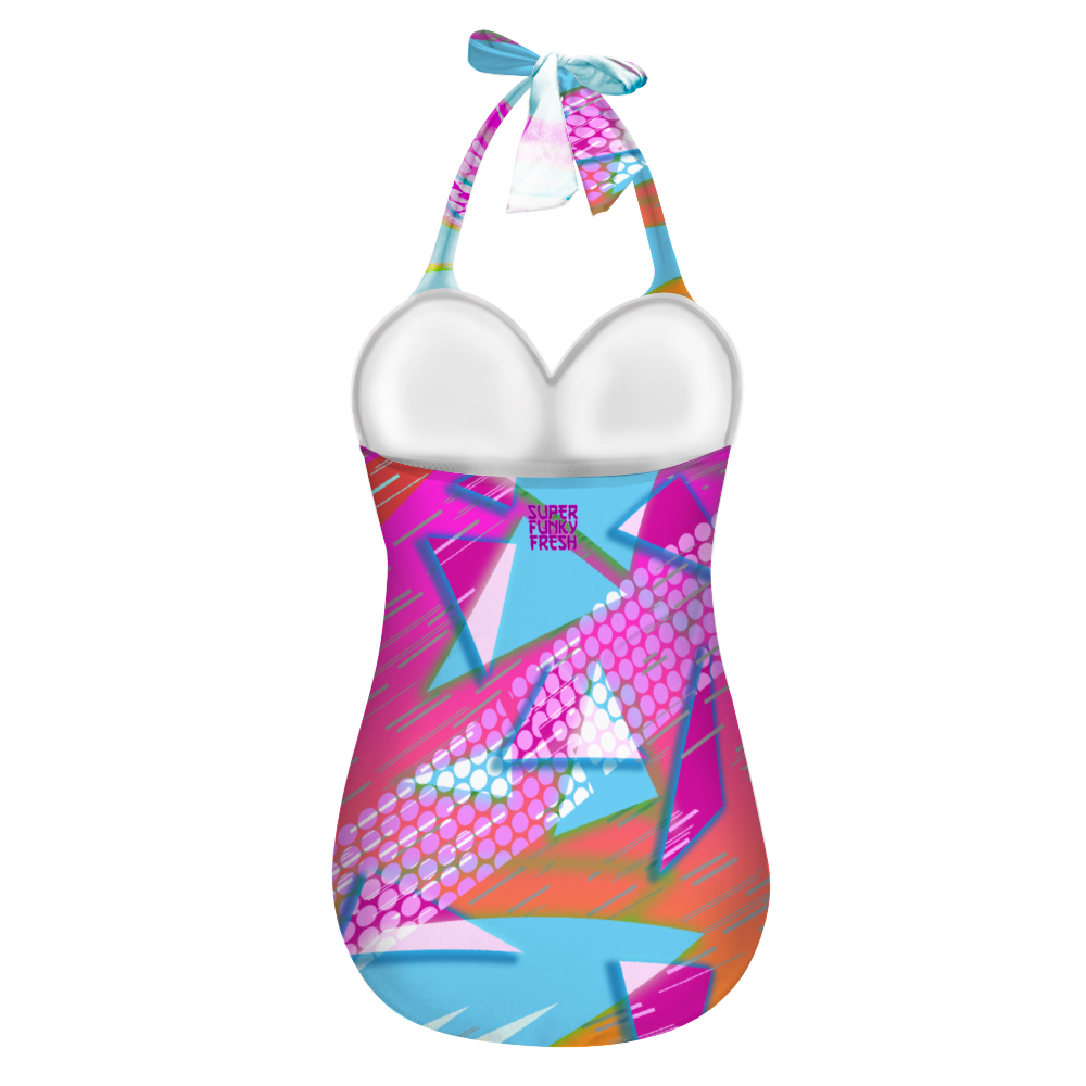 Super Funky Fresh Women's Halterneck One Piece Swimsuit