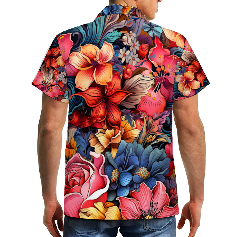 Dream in Flowers Short Sleeve Shirt Button Down