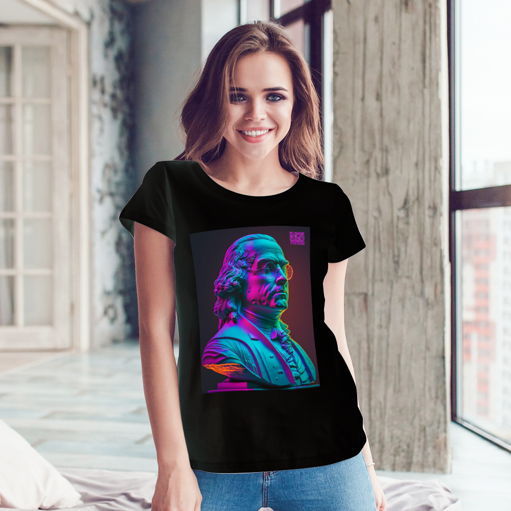 Benjamin Franklin Statuete T-Shirt Front and Back Print