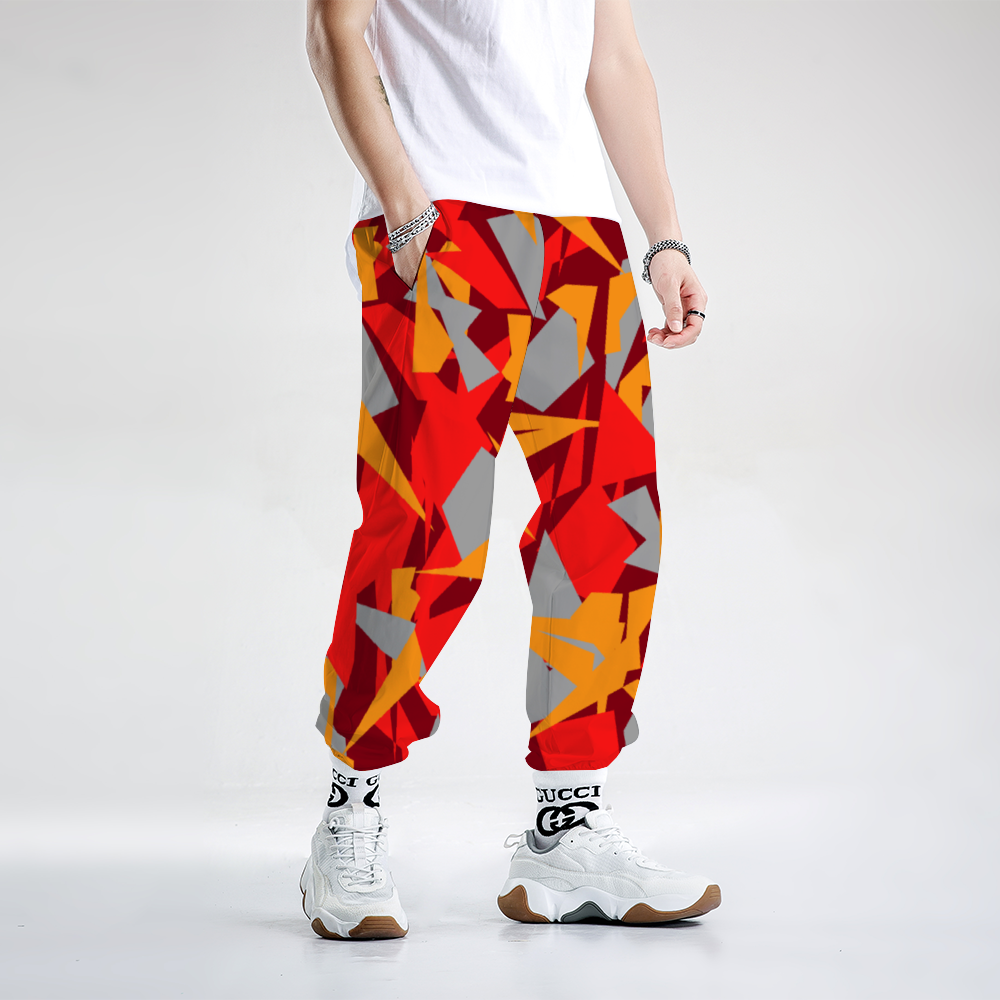 Digital Camo on Maroon Casual Jogger Pants