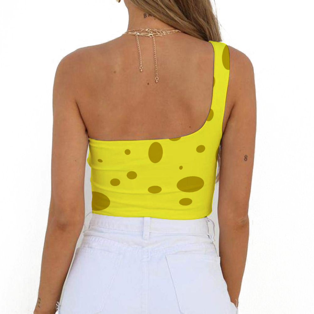 Sponge Hearts Women's One Shoulder Tank Top Half Shoulder Tank